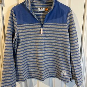 Le Tigre Women's Blue & Gray Striped Quarter-Zip Top